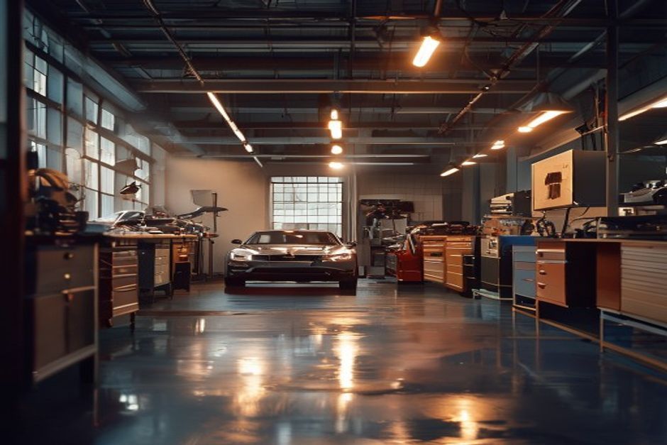 Professional panel repair work on a car body in the JR workshop