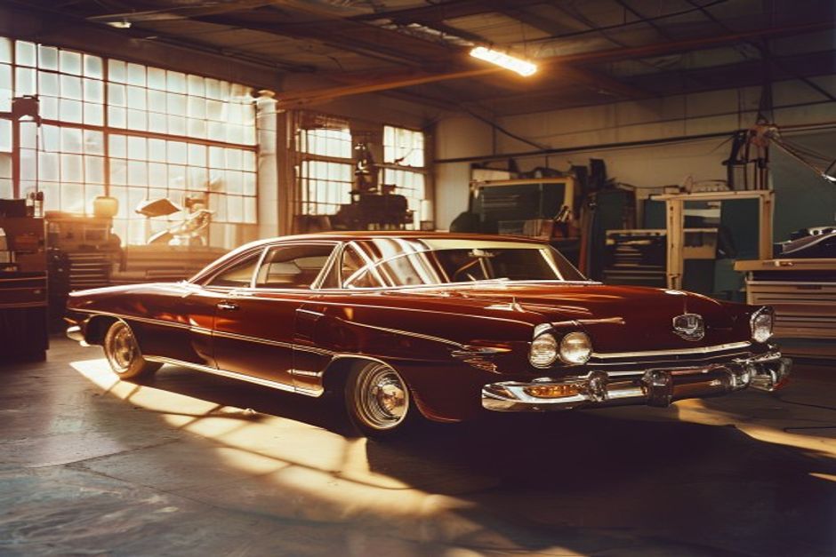 Classic car receiving expert restoration work at JR Panel and Paint